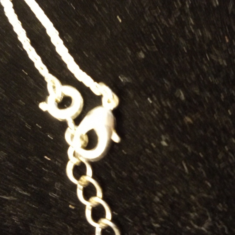 Infinity knot with diamonds pearl in center, Silver toned necklace - Picture 5 of 6